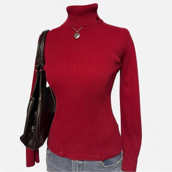 Ralph Lauren Sweaters - Vintage Lauren Ralph Lauren Ribbed Turtleneck Sweater - Red, Size Small